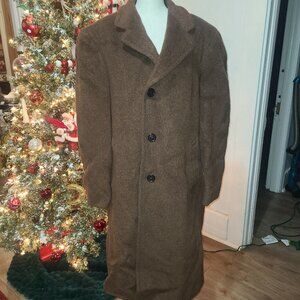 VTG 1940-50’s Alpafleece Tailored By Stratbury Brown Wool Trench Overcoat Union